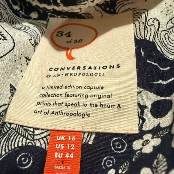 Anthropologie 34 of 52 Conversations Colloquial Shirt Dress Size 12 Floral Face - Picture 7 of 9